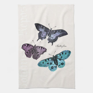 Linge De Cuisine Dessin rose pourpre bleu turquoise vintage de
