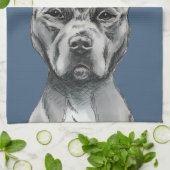 Linge De Cuisine Dessin Stalky gris de chien de pitbull (Plié)