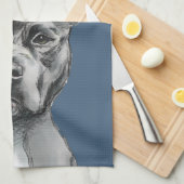 Linge De Cuisine Dessin Stalky gris de chien de pitbull (Quart Plié)