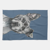 Linge De Cuisine Dessin Stalky gris de chien de pitbull (Horizontal)