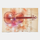 Linge De Cuisine Dessin sur l'arrière - plan d'aquarelle du violon (Horizontal)