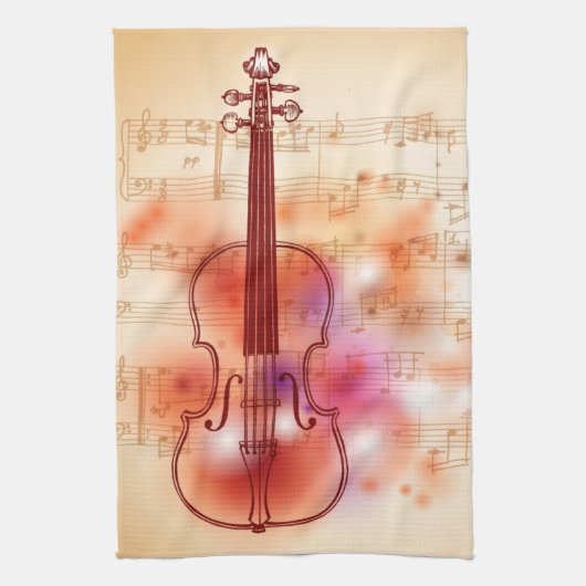Linge De Cuisine Dessin sur l'arrière - plan d'aquarelle du violon (Vertical)