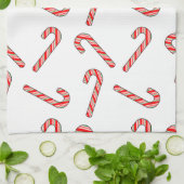 Linge De Cuisine Dessins De sucre de canne En Blanc Vert Rouge (Plié)