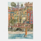 Linge De Cuisine Destinations | Watercolor Beach & Bâtiments (Vertical)