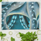 Linge De Cuisine Détails de l'aquarelle bleue octopus (Plié)