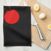 Linge De Cuisine Deux cerises rouges sur le noir (Quart Plié)