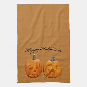 Linge De Cuisine Deux citrouilles Joyeux Halloween