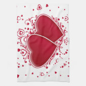Linge De Cuisine Deux Coeurs rouges pour la Saint-Valentin (Vertical)