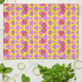 Linge De Cuisine Deux Fleurs Roses (Plié)