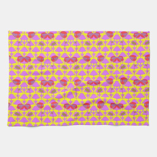 Linge De Cuisine Deux Fleurs Roses (Horizontal)
