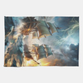 Linge De Cuisine Deux navires en mer (Horizontal)