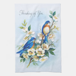 Linge De Cuisine Deux oiseaux bleus