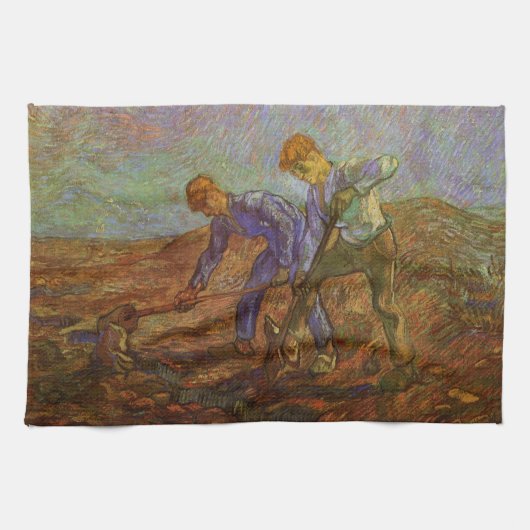 Linge De Cuisine Deux paysans creuser par Vincent van Gogh (Horizontal)