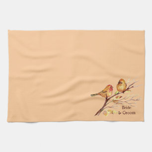 Linge De Cuisine Deux Petits Éperviers D'Oiseaux Parlent Brown Natu
