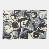 Linge De Cuisine Déversement - Noir, Gris et Crème (Horizontal)