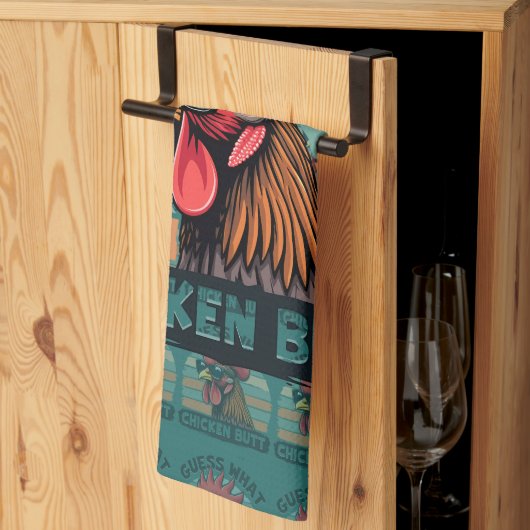 Linge De Cuisine Devinez quoi Cul de Poulet Drôle Rétro Coq (Pliage en tiers)