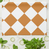 Linge De Cuisine Diag Checkered - blanc et ocre (Plié)