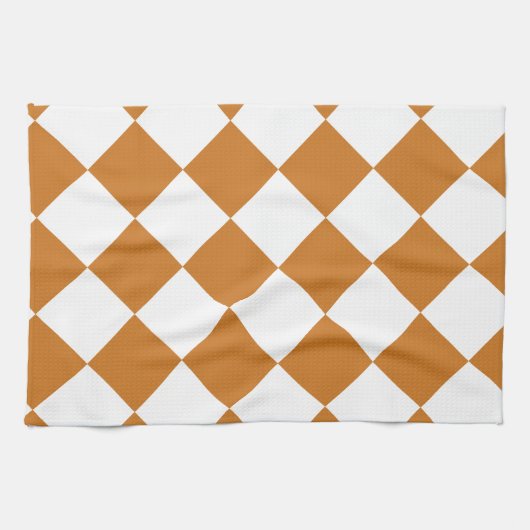 Linge De Cuisine Diag Checkered - blanc et ocre (Horizontal)