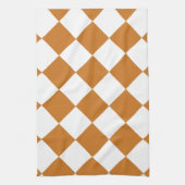 Linge De Cuisine Diag Checkered - blanc et ocre (Vertical)