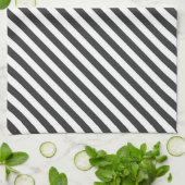 Linge De Cuisine Diagonal black and white stripes  pattern (Plié)