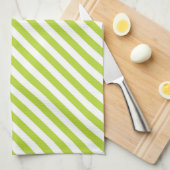 Linge De Cuisine Diagonal lime green and white stripes pattern (Quart Plié)