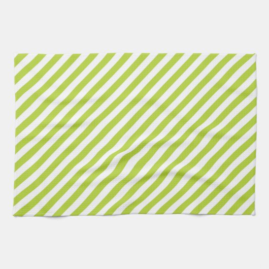 Linge De Cuisine Diagonal lime green and white stripes pattern (Horizontal)