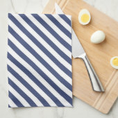 Linge De Cuisine Diagonal navy blue and white stripes pattern (Quart Plié)