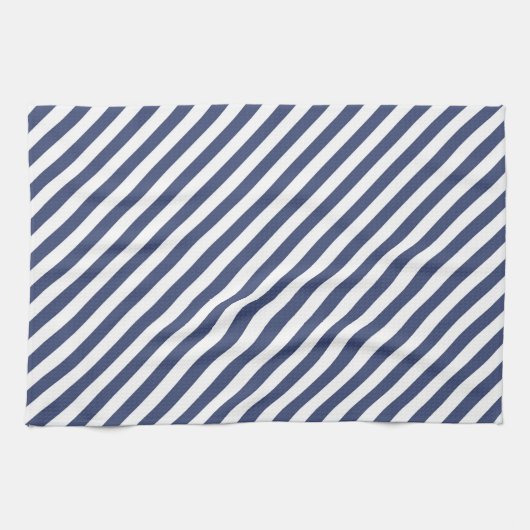 Linge De Cuisine Diagonal navy blue and white stripes pattern (Horizontal)
