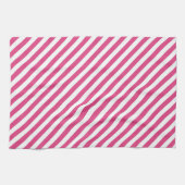 Linge De Cuisine Diagonal pink and white stripes pattern (Horizontal)