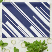 Linge De Cuisine Diagonales - Bleu et Blanc (Plié)