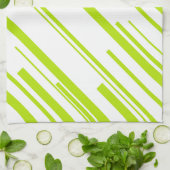 Linge De Cuisine Diagonales - Lime vert et blanc (Plié)