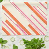 Linge De Cuisine Diagonales - rose, orange et crème (Plié)