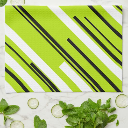 Linge De Cuisine Diagonales - Vert citron vert (Plié)