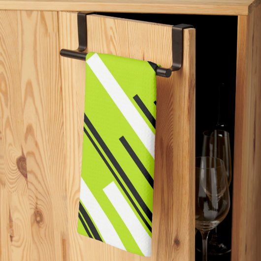 Linge De Cuisine Diagonales - Vert citron vert (Pliage en tiers)