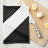 Linge De Cuisine Diamant noir, bordure blanche gras (Quart Plié)