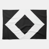 Linge De Cuisine Diamant noir, bordure blanche gras (Horizontal)