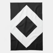 Linge De Cuisine Diamant noir, bordure blanche gras (Vertical)