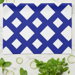 Linge De Cuisine Diamants blancs sur fond marine