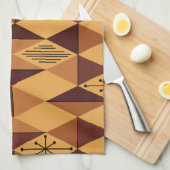 Linge De Cuisine Diamants d'art de l'ère atomique Ochre Maroon (Quart Plié)