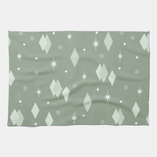 Linge De Cuisine Diamants de l'âge de l'espace Sage vert (Horizontal)