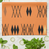 Linge De Cuisine Diamants de l'ère atomique rétro Motif Orange (Plié)