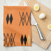 Linge De Cuisine Diamants de l'ère atomique rétro Motif Orange (Quart Plié)