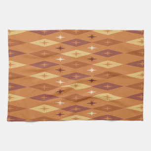 Linge De Cuisine Diamants Étoiles Orange Atomique 1950