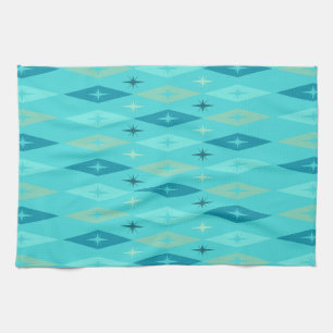Linge De Cuisine Diamants étoiles turquoise Atomic 1950