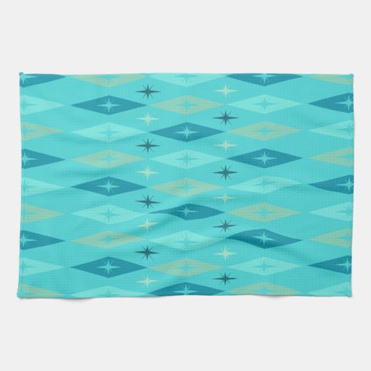 Linge De Cuisine Diamants étoiles turquoise Atomic 1950 (Horizontal)