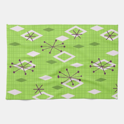 Linge De Cuisine Diamants Fleuris de Style Milieu de Siècle Chartre (Horizontal)