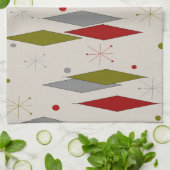 Linge De Cuisine Diamants modernes de la moitié du siècle rouges et (Plié)