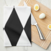LINGE DE CUISINE DIAMANTS NOIRS ET BLANCS (Quart Plié)