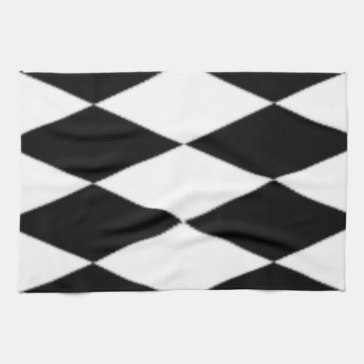LINGE DE CUISINE DIAMANTS NOIRS ET BLANCS (Horizontal)