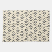 Linge De Cuisine Diamants noirs et crèmes d'Ikat (Horizontal)